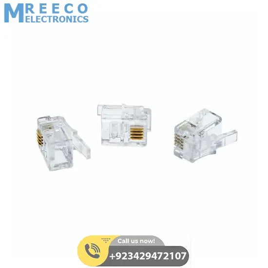 4 Pin RJ11 Telephone Jack Plug Connector 6P4C - Side View