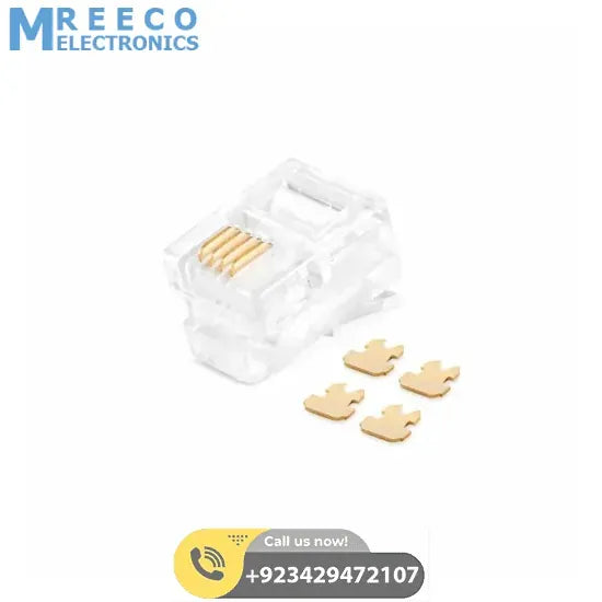 4 Pin RJ11 Telephone Jack Plug Connector 6P4C - Back View