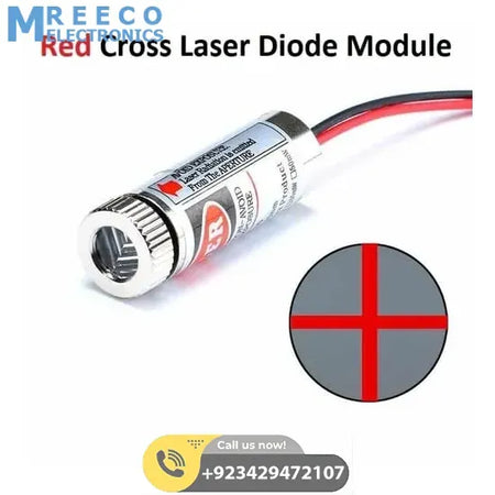 5mW 650nm Red Cross Line Laser Module Adjustable Focus Laser Diode - Front View