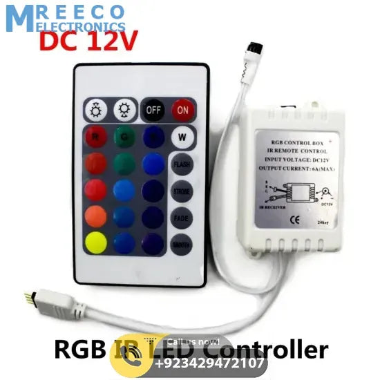 DC 12V RGB Remote Controller 24 Keys Plus LED Driver Dimmer For LED Strip light - Side View