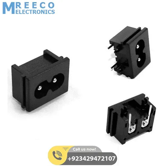 2.5A 250V Male Plug AC Power Socket Connector 23x18x13.3mm - Front View