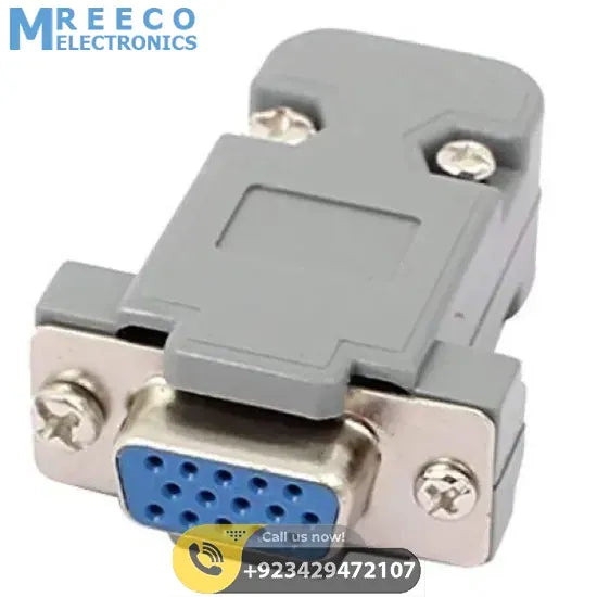 VGA connector with cover Type A Female DB-15 - Side View