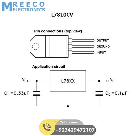 L7810 voltage regulator - Side View