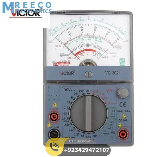 Handheld Analogue AC DC Multimeter VICTOR VC3021 Mechanical Universal Analog Meter - Side View