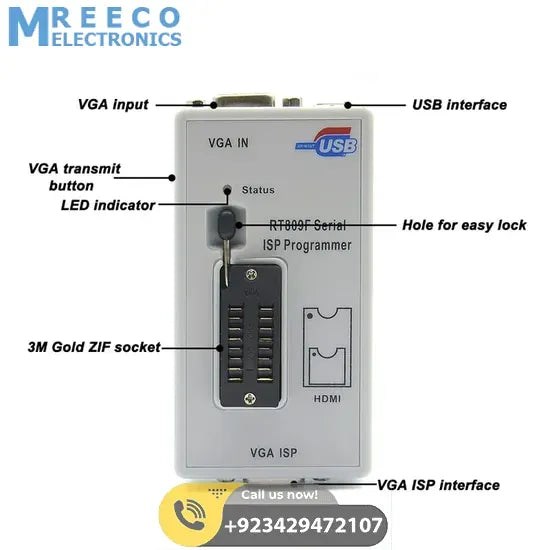 BIOS RT809F Serial ISP Programmer RT809 With 3 Adapters - Bottom View