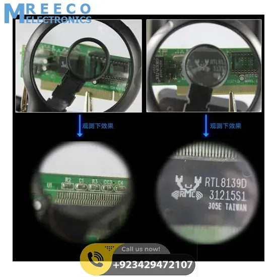 Magnifying Glass 5 LED Auxiliary Clip Magnifier 3 In1 Hand Soldering Solder Iron Stand Holder Station - Top View