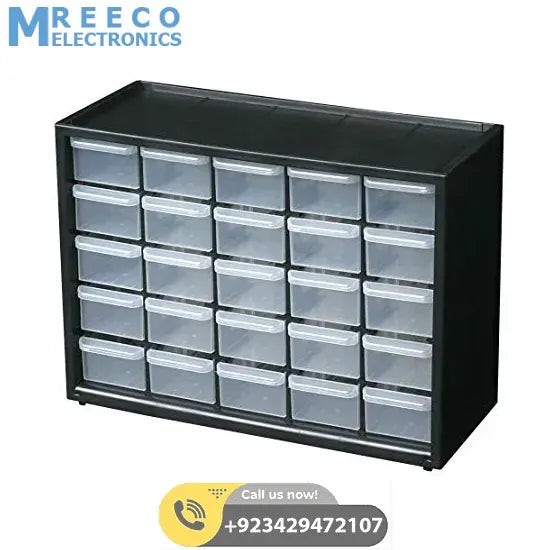 25 Section Cabinet Plastic Drawer Organizer Box Components Jewelry Box - Front View