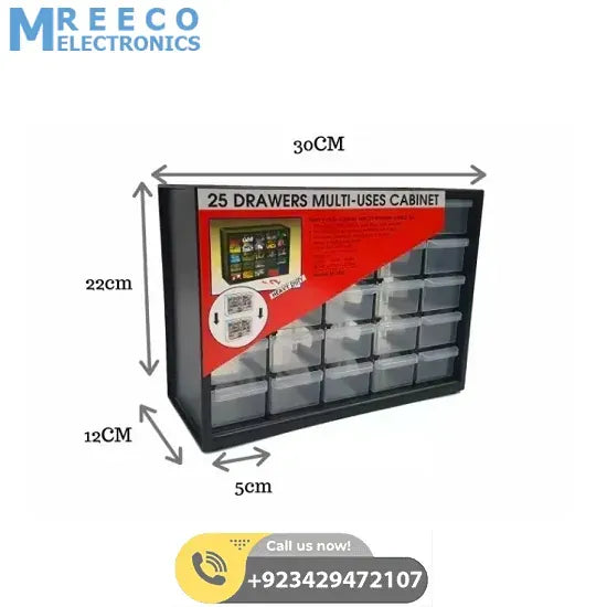 25 Section Cabinet Plastic Drawer Organizer Box Components Jewelry Box - Side View