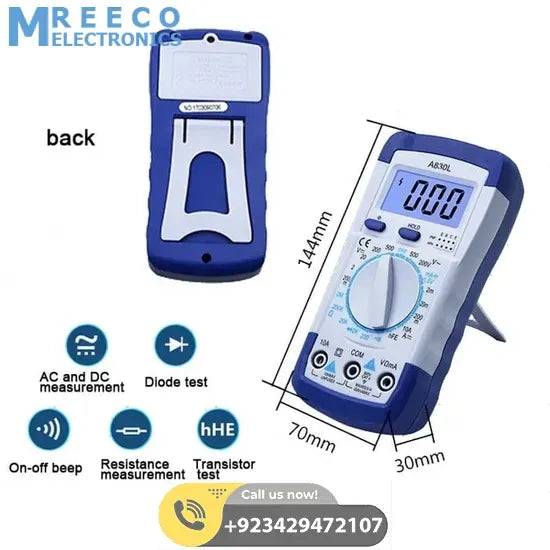 Digital LCD Multimeter A830L - Back View