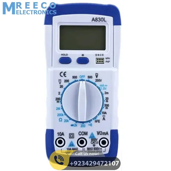 Digital LCD Multimeter A830L - Bottom View