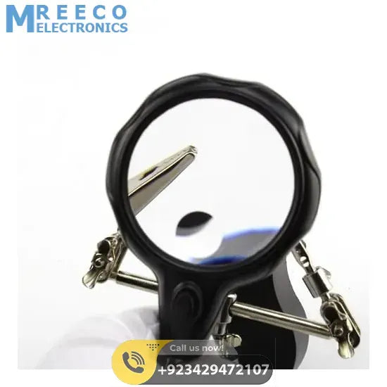 Helping Hand Clip Desktop LED Light Magnifier Glass with Soldering Stand 3.5X 12X - Back View