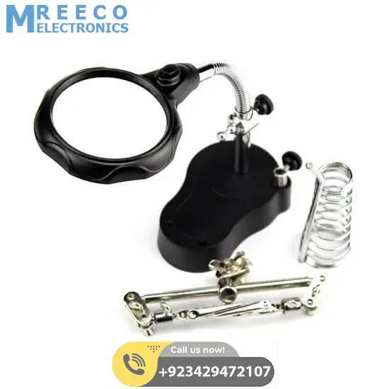 Helping Hand Clip Desktop LED Light Magnifier Glass with Soldering Stand 3.5X 12X - Bottom View