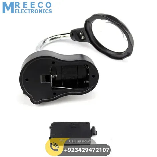 Helping Hand Clip Desktop LED Light Magnifier Glass with Soldering Stand 3.5X 12X - Angle View