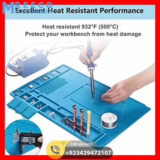 Heat Insulation Silicone Large Soldering &amp; Repairing Mat - Front View