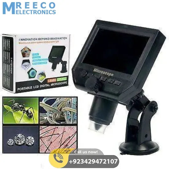 Digital Microscope 4.3in HD LED 3.6MP 1-600X Continuous Magnifier - Set View