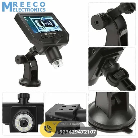 Digital Microscope 4.3in HD LED 3.6MP 1-600X Continuous Magnifier - Side View