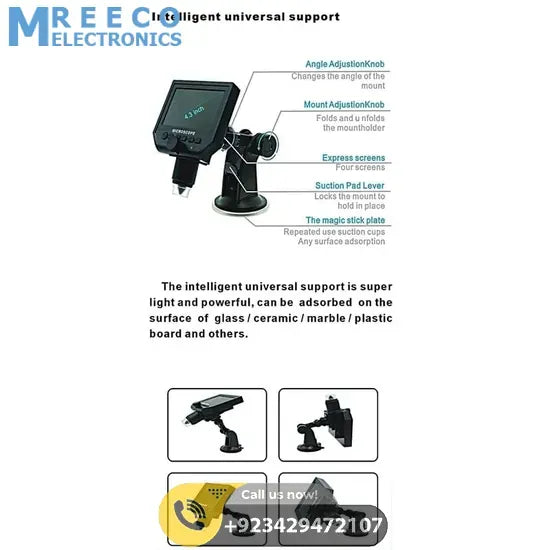 Digital Microscope 4.3in HD LED 3.6MP 1-600X Continuous Magnifier - Top View