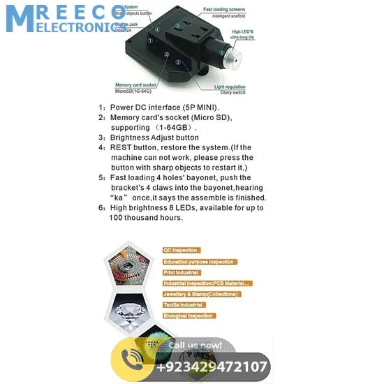 Digital Microscope 4.3in HD LED 3.6MP 1-600X Continuous Magnifier - Bottom View