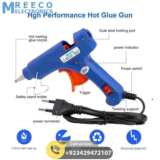 Hot Melt ABC-E15W Glue Gun For 7mm Glue Rod - Angle View