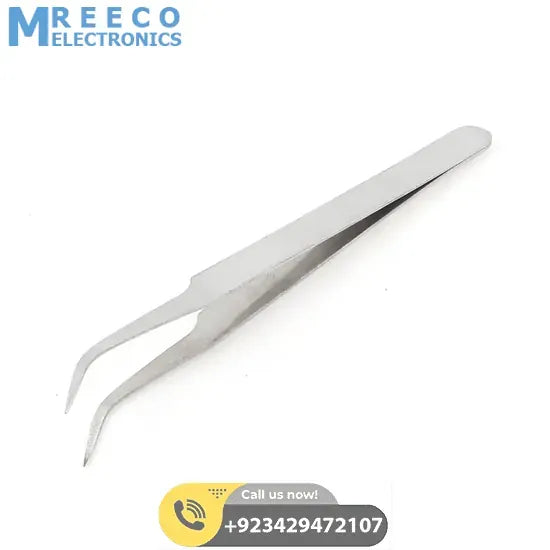 Bend Tweezers Stainless Steel Electronics Watchmakers Bent Tweezers - Front View