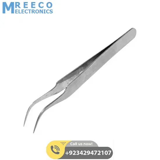 Bend Tweezers Stainless Steel Electronics Watchmakers Bent Tweezers - Side View