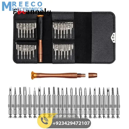 25 in 1 Precision Screwdrivers Set,Mini Screwdrivers Repair Tools Kits with Leather Case for Mobile Phone, PC Laptop, MacBook, Tablet, iPad, Computers Repair - Front View