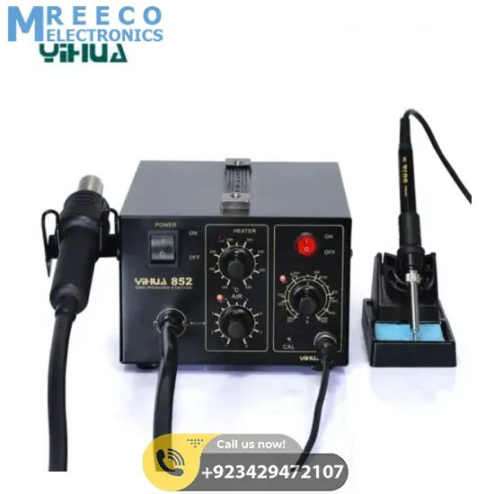 Brushless Hot Air Pump Soldering SMD Rework Station YIHUA YH852 - Side View