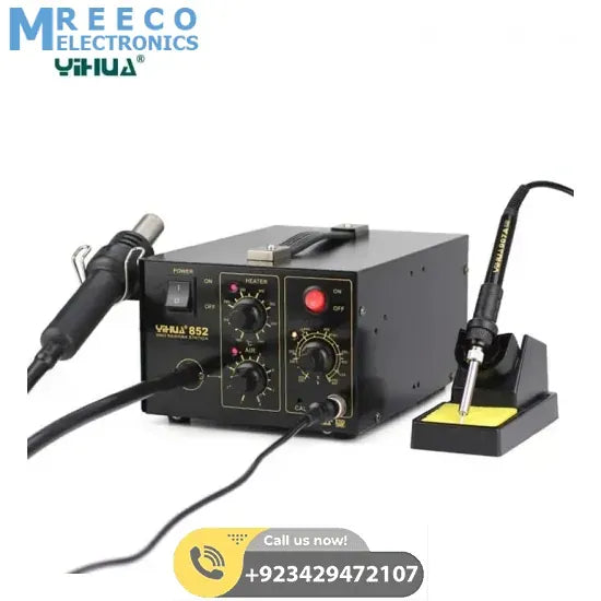 Brushless Hot Air Pump Soldering SMD Rework Station YIHUA YH852 - Back View