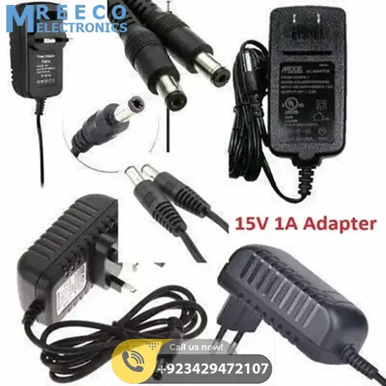 Power Supply Adapter 15V 1A Dc Jack 5.5mm x 2.1mm used - Front View