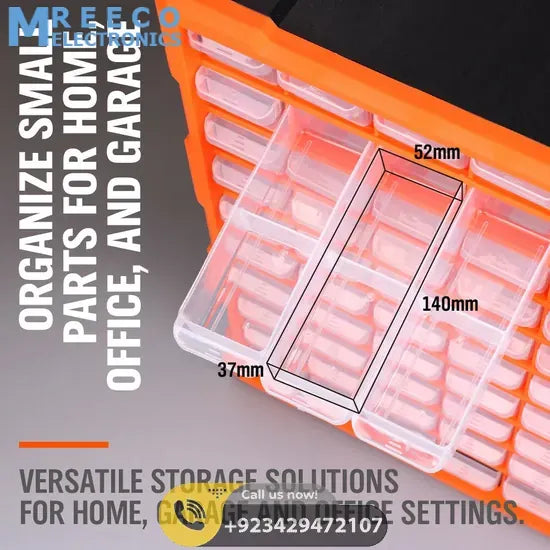 60 Drawer Plastic Component Storage Tools Box Makeup Jewelry Medicine Stationery Organizer - Back View