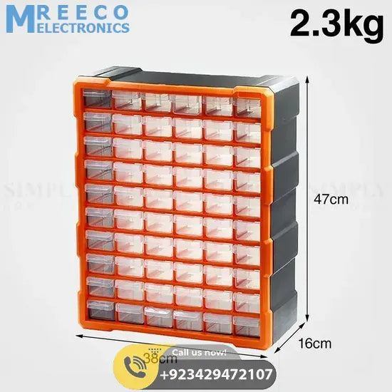60 Drawer Plastic Component Storage Tools Box Makeup Jewelry Medicine Stationery Organizer - Bottom View
