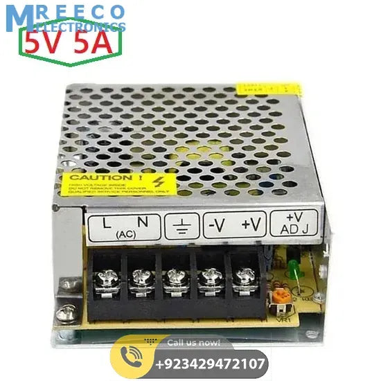 5V 5A AC To DC Switching Power Supply - Front View