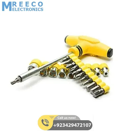 Jialong Multi purpose T Shape Screwdriver Socket &amp; Bit Tool Kit 24pcs Set for Home &amp; Office - Side View
