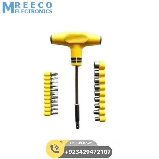 Jialong Multi purpose T Shape Screwdriver Socket &amp; Bit Tool Kit 24pcs Set for Home &amp; Office - Back View