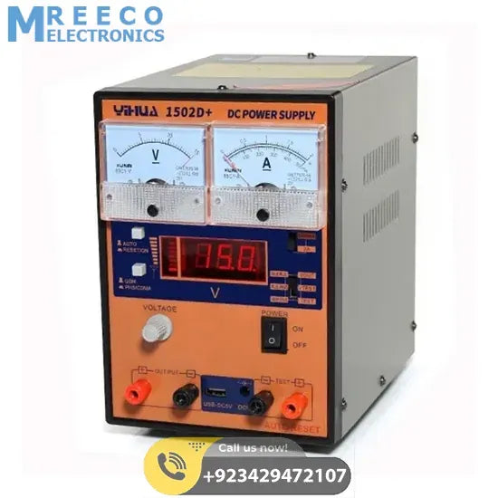 15V 2A Adjustable DC Power Supply 1502D+ - Front View