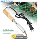 100W 220V Soldering Iron with Chisel Tip &amp; Wood Handle - Back View