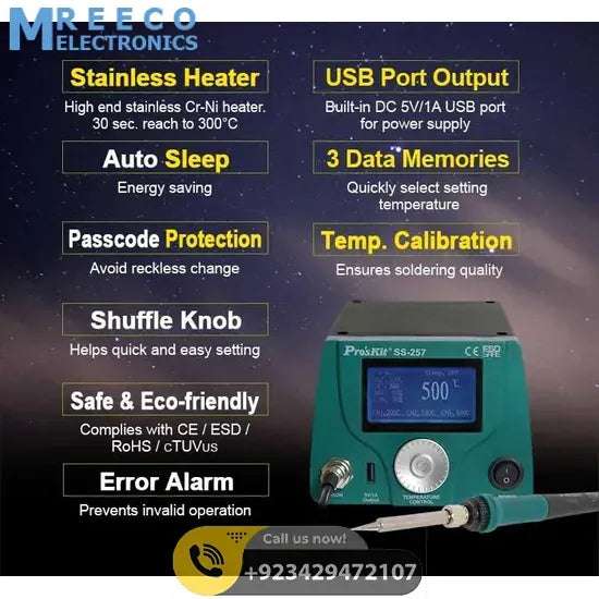 SS-257 75W Soldering Station Intelligent BGA Temperature Controller By Proskit - Top View