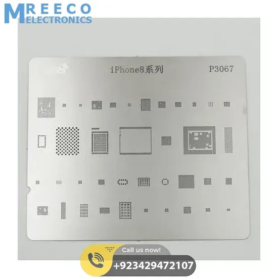 P3067 IC Chip BGA Reballing Stencil Kits Set Solder Template Multi-Function CPU Tin Steel Net For I Phone 8 - Front View
