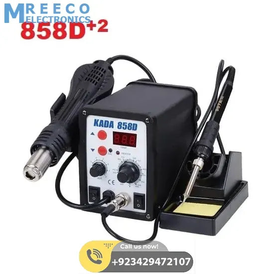 KADA Digital SMD Soldering Rework Station 858D+2 with Hot Air Gun And Soldering Iron - Front View