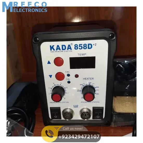 KADA Digital SMD Soldering Rework Station 858D+2 with Hot Air Gun And Soldering Iron - Side View