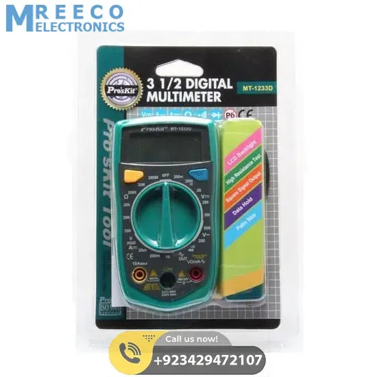 Handheld Digital AC DC Multimeter ProsKit MT1233D - Back View