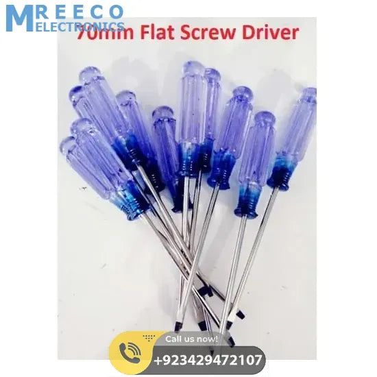 70mm Flat Head ScrewDriver Thin Flat Blade Tip Edge - Front View