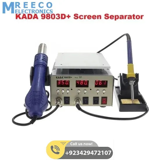 KADA9803D+ KADA 9803D+ Digital 3 in 1 Touch LCD Glass Screen Separator Hot Air Soldering Iron SMD Rework Station - Front View