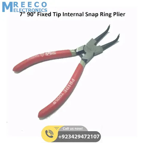 7 Inch 90 Degree Fixed Tip Internal Snap Retaining Ring Plier For Mechanics Electricians - Front View