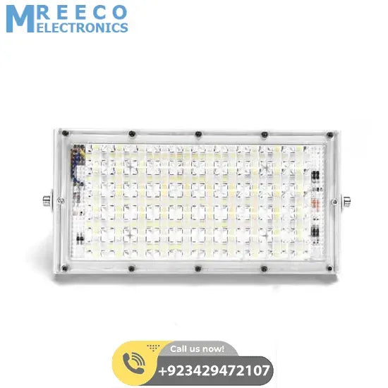 50W 50 LED White Shell Flood Light - Back View