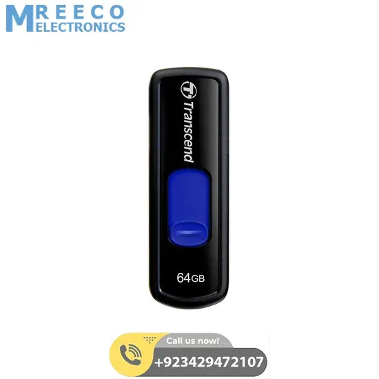 Transcend 64GB USB 2.0 Flash Drive in Pakistan - Side View