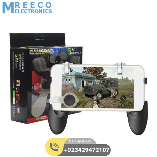 5 in 1 Gamepad Controller For PUBG Mobile PUBG Trigger Adjustable Black Gamepad Joystick - Front View