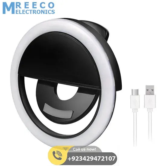 30 LED Selfie Ring Light USB Rechargeable Clip On Cell Phone Camera Light - Back View