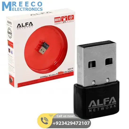 Alfa Network 300Mbps Wireless Adapter Black - Side View