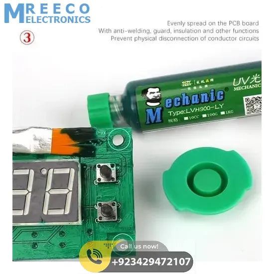 green Mechanic UV Curable 10cc Solder Mask Ink PCB Fixing Repairing Welding Oil Paint Prevent Corrosive Arcing - Back View